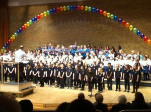 Photo of the choirs at West Road Concert Hall.